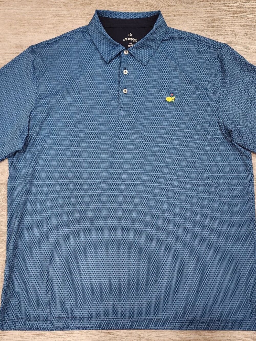 Masters Tech Polo Performance Shirt Blue Geometric Augusta Golf SS Men's XXL